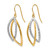 Rhodium-Plated 10K Two-Tone Gold Polished / Textured Shepherd Hook Drop French Wire Earrings, 37 mm - View 2