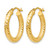 10K Yellow Gold Hollow ForeverLite Polished and Textured Hoop Earrings, 20 mm - View 2
