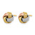 10K Yellow Gold with White and Rose Rhodium-Plated Knot Polished Diamond-Cut Stud Earrings, 8 mm - View 2