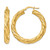 10K Yellow Gold Hollow 5 mm Satin & Polished Twisted Hoop Earrings, 25 mm Long