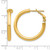 10K Yellow Gold Hollow 3 x 20 mm Polished Round Omega Back Hoop Earrings, 25 mm Long - View 3