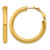 10K Yellow Gold Hollow 4 x 25 mm Polished Round Omega Back Hoop Earrings, 33.5 mm Long