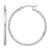Rhodium-Plated 10K White Gold Hollow Polished and Satin Diamond-Cut 2.00 mm Hoop Earrings, 35 mm Long