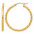 10K Yellow Gold Hollow Polished and Satin Diamond-Cut 2.00 mm Hoop Earrings, 30 mm Long
