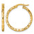 10K Yellow Gold Hollow Polished and Textured 2.50 x 24 mm Tube Hoop Earrings, 25 mm Long