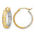 10K Yellow Gold Hollow with White Rhodium Satin Polished Diamond-Cut In/Out Hoop Earrings, 18 mm