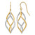 10K Two-Tone Gold Twisted Polished Dangle Shepherd Hook Drop French Wire Earrings, 39.75 mm