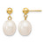 10K Yellow Gold 8-9 mm White Rice Cultured Freshwater Pearl Dangle Earrings, 20 mm Long