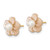 10K Yellow Gold 3-4 mm White Round Cultured Freshwater Pearl and Pink Mother of Pearl Flower Stud Earrings, 10 mm Long - View 2