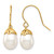 10K Yellow Gold 7-8 mm White Rice Cultured Freshwater Pearl Dangle Shepherd Hook Drop French Wire Earrings, 25 mm Long