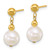 10K Yellow Gold Polished 7-8 mm Semi-Round White Cultured Freshwater Pearl Dangle Earrings, 17.91 mm Long - View 2