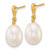 10K Yellow Gold Polished 8-9 mm Rice White Cultured Freshwater Pearl Dangle Earrings, 18 mm Long - View 2