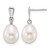 Rhodium-Plated 10K White Gold Polished 8-9 mm Rice White Cultured Freshwater Pearl Dangle Earrings, 18 mm Long