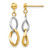 14K Two-Tone Gold Hollow Polished Post Dangle Earrings, 25 mm