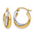 Rhodium-Plated 14K Two-Tone Gold Hollow Polished Double Round Twist Hoop Earrings, 14 mm
