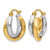 Rhodium-Plated 14K Two-Tone Gold Hollow Polished Double Round Twist Hoop Earrings, 14 mm - View 2