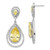 Sterling Silver Rhodium-Plated Double Frame Canary Cubic Zirconia Pear & Cubic Zirconia Dangle Earrings