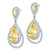 Sterling Silver Rhodium-Plated Double Frame Canary Cubic Zirconia Pear & Cubic Zirconia Dangle Earrings - View 2