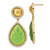 Gold Plate Silver Simulated Peridot Carved Pear Drop with Cubic Zirconia Earrings