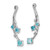 Rhodium-Plated 14K White Gold 0.011ct Diamond and Blue Topaz Dangle Earring Jackets, 23 mm - View 2