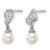 Rhodium-Plated 14K White Gold Polished 0.107ct Diamond and White Cultured Freshwater Pearl Dangle Earrings, 15.9 mm - View 2
