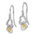 Rhodium-Plated 14K Two-Tone Gold 0.1ct Diamond Quinceanera 15 Double Heart Dangle French Hook Drop French Wire Earrings, 25.9 mm - View 2