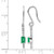 Rhodium-Plated 14K White Gold 0.138ct Lab-Grown Diamond and Lab-Created Emerald Sheppards Hook Drop French Wire Earrings, 31.7 mm - View 4