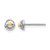 Rhodium-Plated 14K White Gold 0.08ct Diamond and Cabochon Citrine Stud Earrings, 3 mm