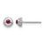 Rhodium-Plated 14K White Gold 0.1ct Diamond and Cabochon Rhodolite Garnet Stud Earrings, 4 mm