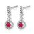 Rhodium-Plated 14K White Gold 0.152ct Lab-Grown Diamond and Cabochon Lab-Created Ruby Dangle Earrings, 14.47 mm - View 2