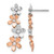 14K Two-Tone Gold Rose and White Gold 0.19ct Diamond Flowers Dangle Earrings, 26 mm