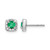 Rhodium-Plated 14K White Gold 0.216ct Lab-Grown Diamond and Lab-Created Emerald Square Halo Stud Earrings, 6.25 mm