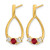 10K Yellow Gold 0.28ct Lab-Grown Diamond and Lab-Created Ruby Dangle Teardrop Post Earrings, 24 mm - View 2