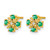 14K Yellow Gold 0.01ct Lab-Grown Diamond and Lab-Created Emerald Fashion Stud Earrings, 7.5 mm - View 2