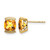 14K Yellow Gold 6 mm Cushion Citrine Stud Earrings, 8.4 mm Long