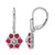 Rhodium-Plated 14K White Gold Ruby and 0.14ct Diamond Floral Leverback Drop Earrings, 26 mm