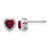 Rhodium-Plated 14K White Gold 0.1ct Lab-Grown Diamond and Lab-Created Ruby Heart Halo Stud Earrings, 7.5 mm