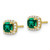 10K Yellow Gold 0.112ct Lab-Grown Diamond and Lab-Created Emerald Square Halo Stud Earrings, 6.5 mm - View 2