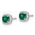 Rhodium-Plated 14K White Gold 0.112ct Lab-Grown Diamond and Lab-Created Emerald Square Halo Stud Earrings, 6.5 mm - View 2