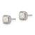 Rhodium-Plated 10K White Gold Cushion Cabochon Lab-Created Opal and 0.112ct Diamond Stud Earrings, 6.53 mm - View 2