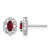 Rhodium-Plated 14K White Gold 0.06ct Lab-Grown Diamond and Oval Lab-Created Ruby Halo Stud Earrings, 8.75 mm