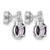 Rhodium-Plated 14K White Gold 0.174ct Diamond and 7 x 5 mm Oval February/Amethyst Post Drop Earrings, 13.6 mm - View 4