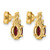 14K Yellow Gold 0.174ct Diamond and 7 x 5 mm Oval January/Garnet Post Drop Earrings, 13.6 mm - View 4