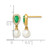 14K Yellow Gold White Round Cultured Freshwater Pearl/0.096ct Diamond/Pear Emerald Dangle Earrings, 15.5 mm - View 3