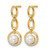 14K Yellow Gold Polished 0.096ct Diamond and White Cultured Freshwater Pearl Open Circle Dangle Earrings, 24.3 mm - View 2