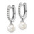 Rhodium-Plated 14K White Gold 0.096ct Lab-Grown Diamond and 5.50 mm Round Cultured Freshwater Pearl Hinged Hoop Drop Earrings, 20 mm Long - View 2
