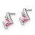 Rhodium-Plated 10K White Gold Created Pink Lab-Created Sapphire & 0.025ct Diamond Stud Earrings, 9.85 mm - View 2