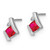 Rhodium-Plated 10K White Gold Lab-Created Ruby & 0.025ct Diamond Stud Earrings, 9.85 mm - View 2