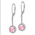 Sterling Silver Rhodium-Plated Diamonore Pink & White Cubic Zirconia Dangle Leverback Earrings, 33.4 mm - View 2