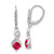 Sterling Silver Lab-Created Ruby & 0.06ct Diamond Leverback Dangle Earrings, 30.7 mm